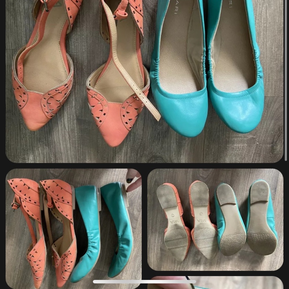 Tahari and Mia Ballet/Flat Shoes 7.5 Green, Coral